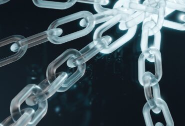 Digital chain links representing data custody chain